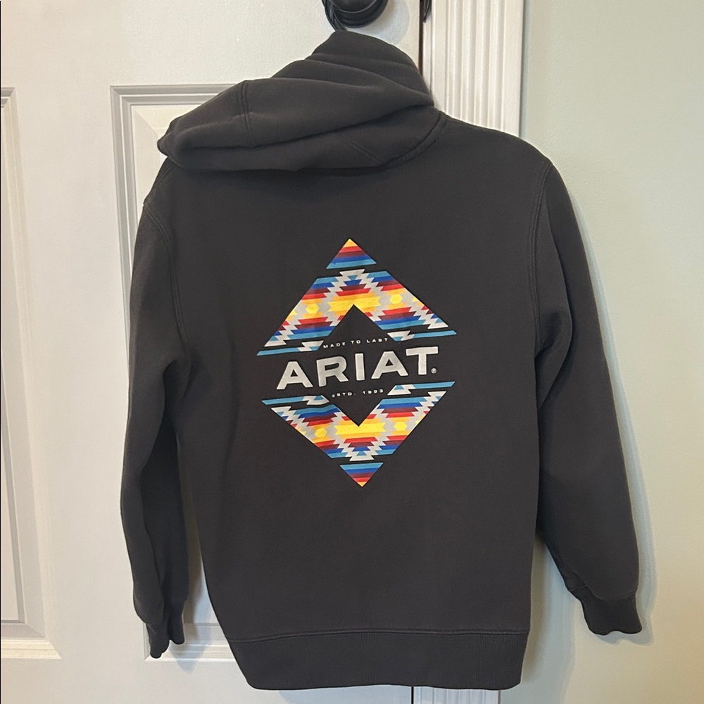 Ariat Charcoal Hoodie with Vibrant Pattern boys 10/12